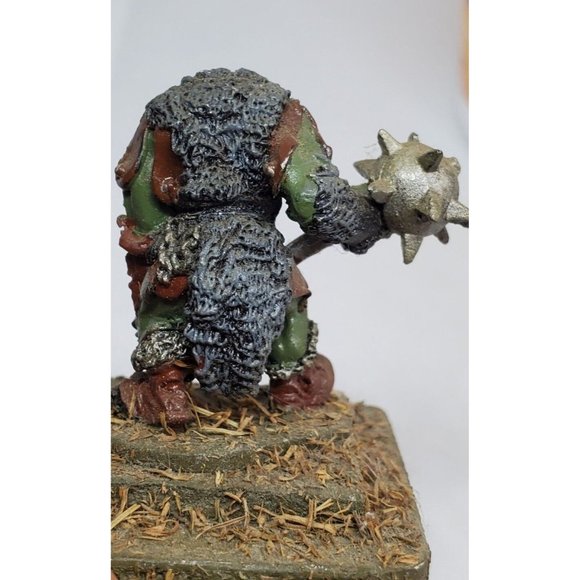 Rare Vintage Ogre Warrior With Spiked Axe On Stone Slate Shelf Sitter Home Décor - Picture 7 of 12